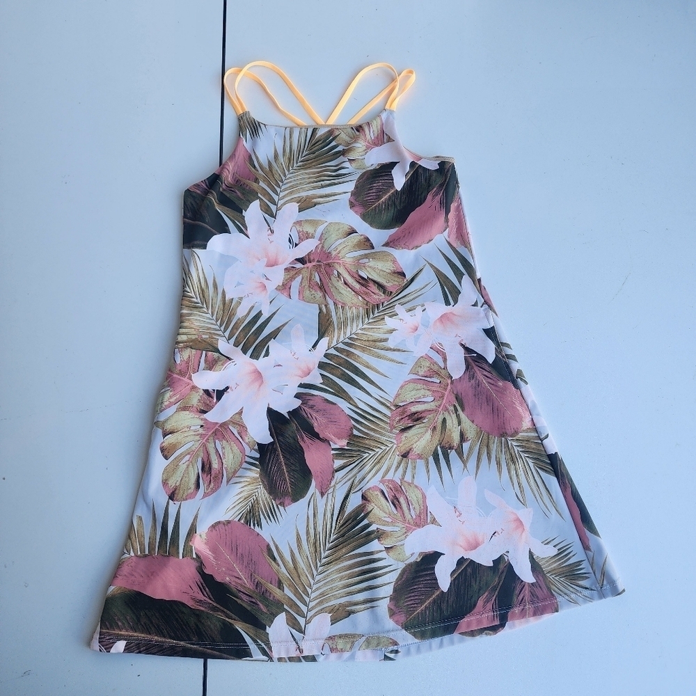 Old Navy Active Powersoft Girls Tropical Floral Print Athletic Dress Strappy M 8